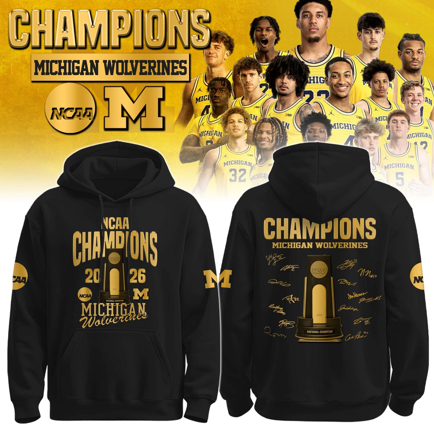 NCAA Basketball x Michigan Champions 2026 Limited Edition Hoodie