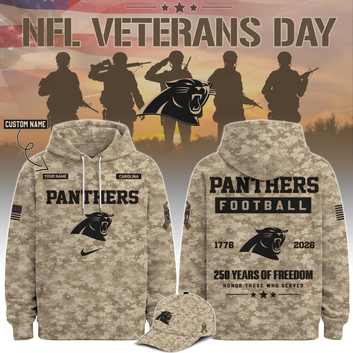 Limited Edition Carolina Panthers Veterans Day 2026 Hoodie