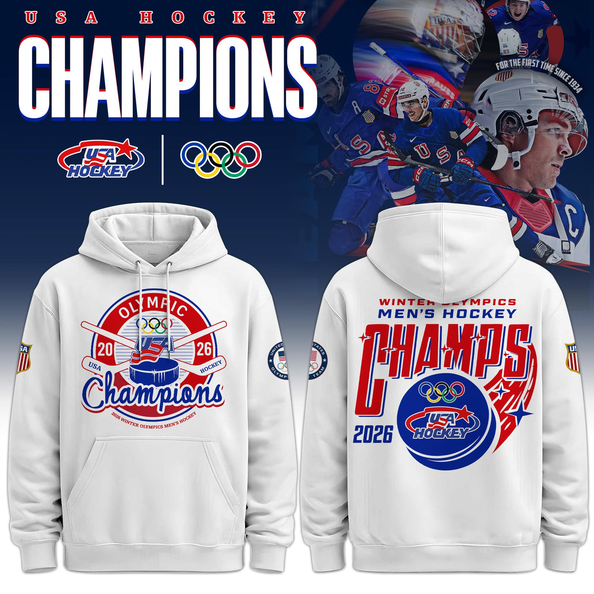 USA Men’s National ICE Hockey Team 2026 Olympic Gold Exclusive Hoodie