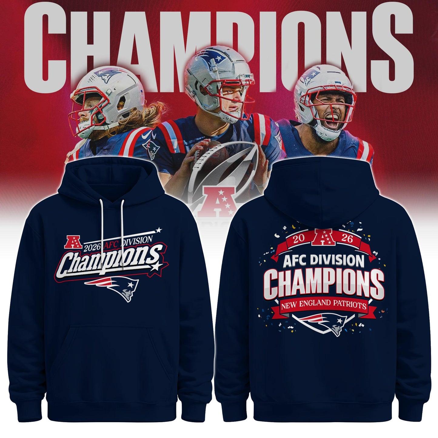 New England Patriots 2025 AFC Conference Champions Hoodie