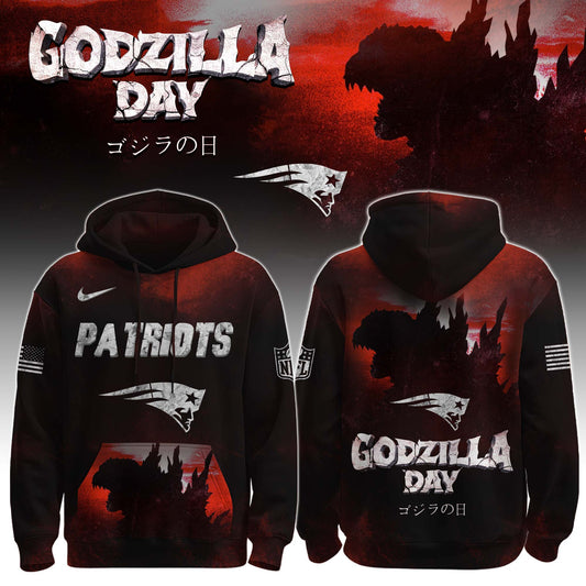 New England Patriots x Happy Godzilla Day Hoodie Limited Edition