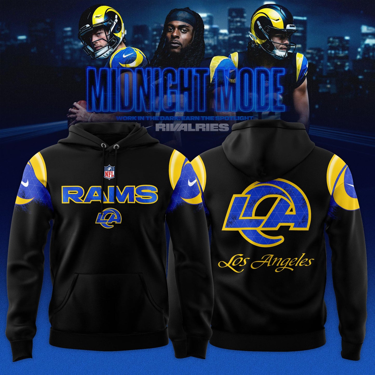 Los Angeles Rams Midnight Blue 2025 Rivalries Special Hoodie