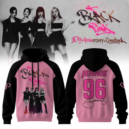 🖤 BLACKPINK – 10th Anniversary & Comeback 🩷 Hoodie – Jennie