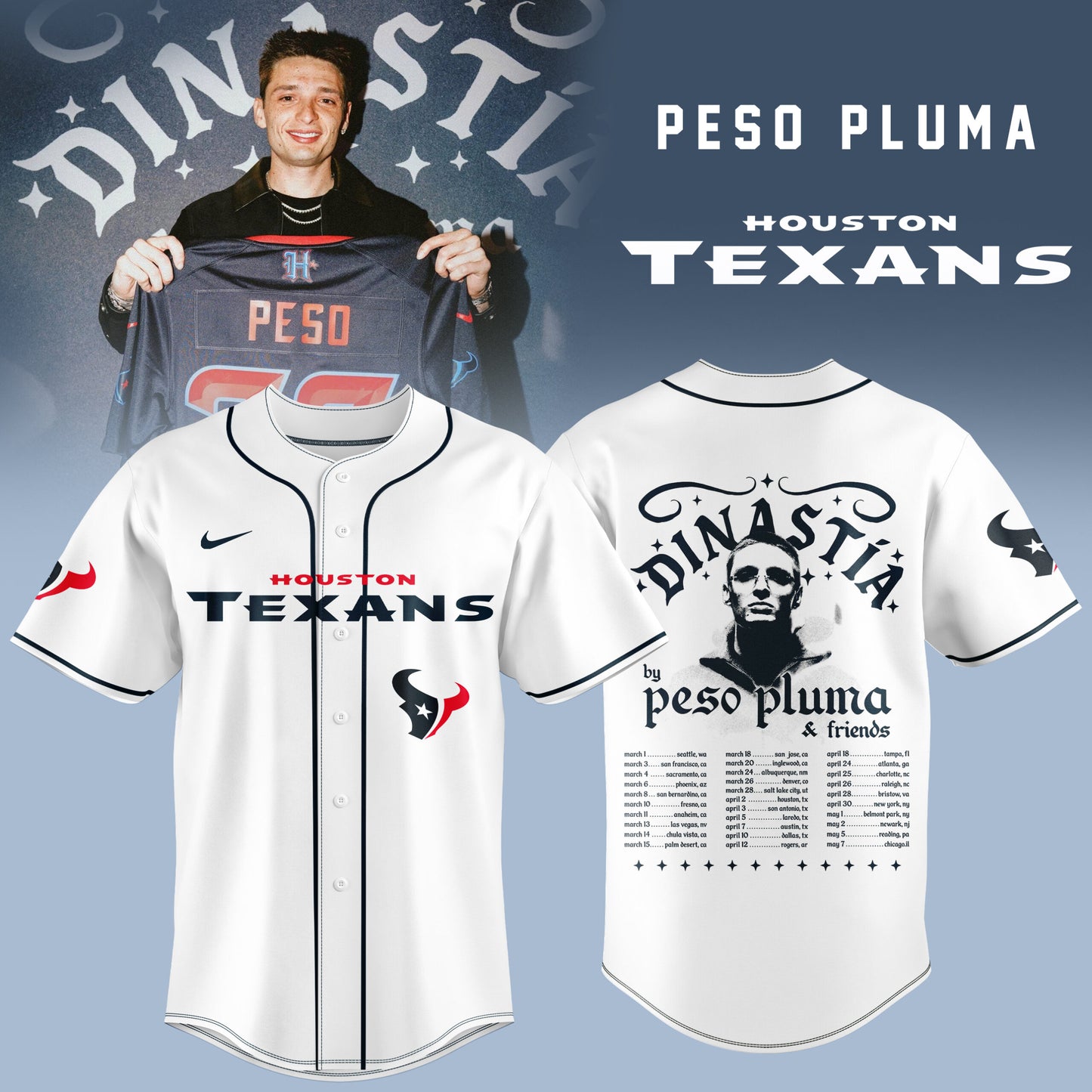 Houston Football Jersey – Dinastia Style Tour Shirt – Music x Sports Fan Jersey