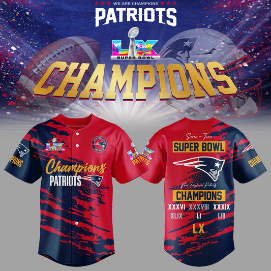 Limited Edition PATRIOTS CHAMPIONS Super Bowl LX Baseball Jersey