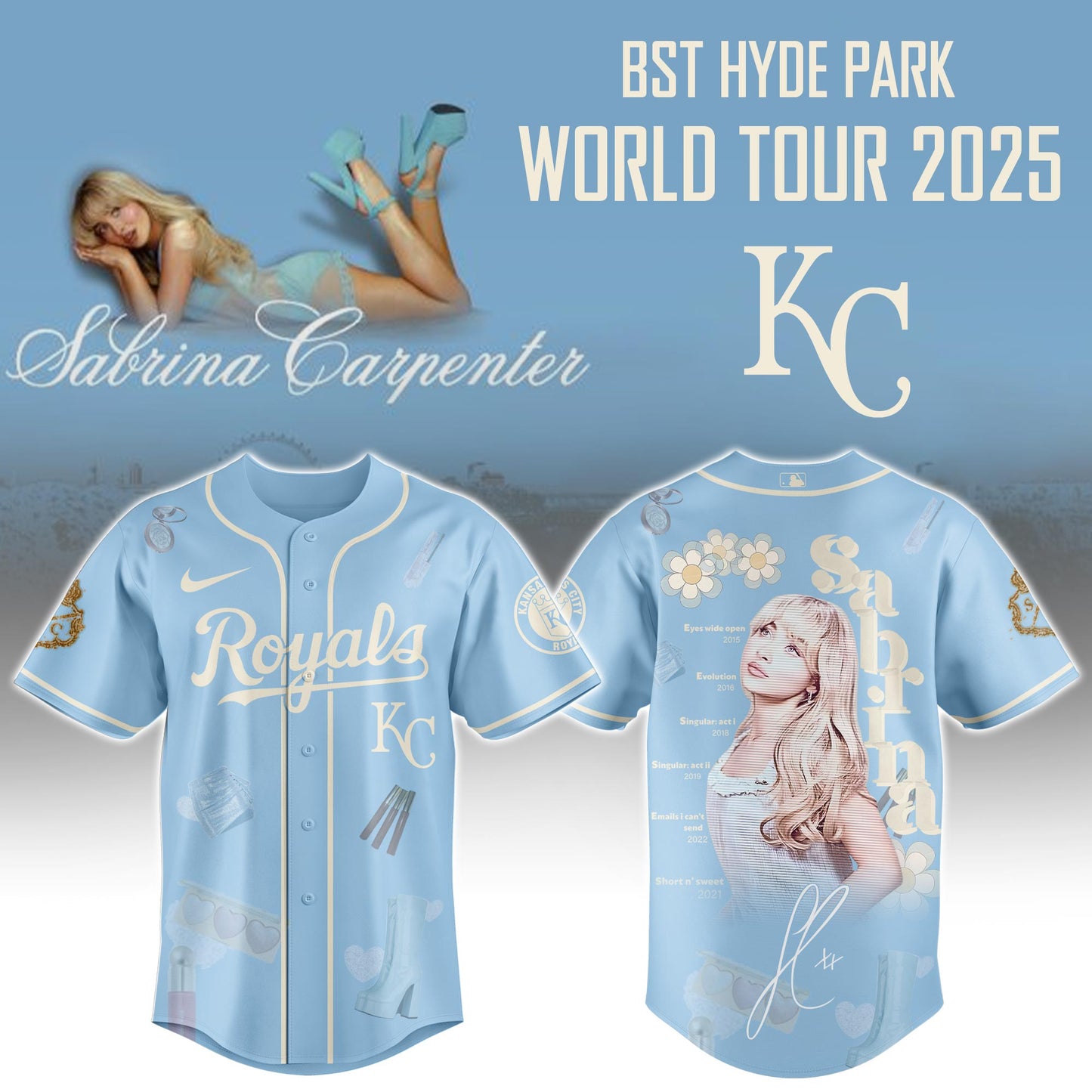 K C Royals x Sabrina Carpenter Short n™ Sweet Tour� Jersey Editions Limited +Selling Out Fast