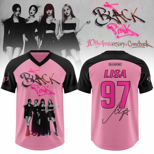 🖤 BLACKPINK – 10th Anniversary & Comeback 🩷 Football Jersey – Lisa
