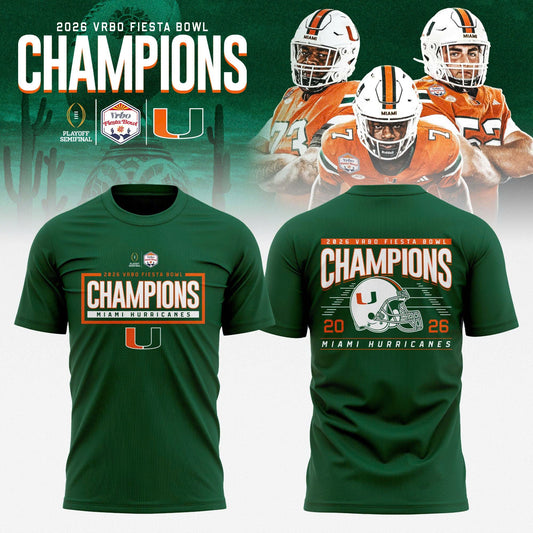 Miami Hurricanes College Football Playoff 2025 Fiesta Bowl Champions Combo T-Shirt
