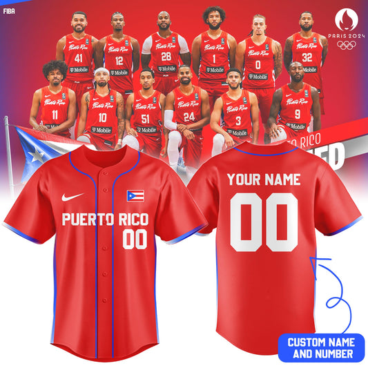 Puerto Rico National Basketball Team 2025 FIBA Jersey Baseball Custom