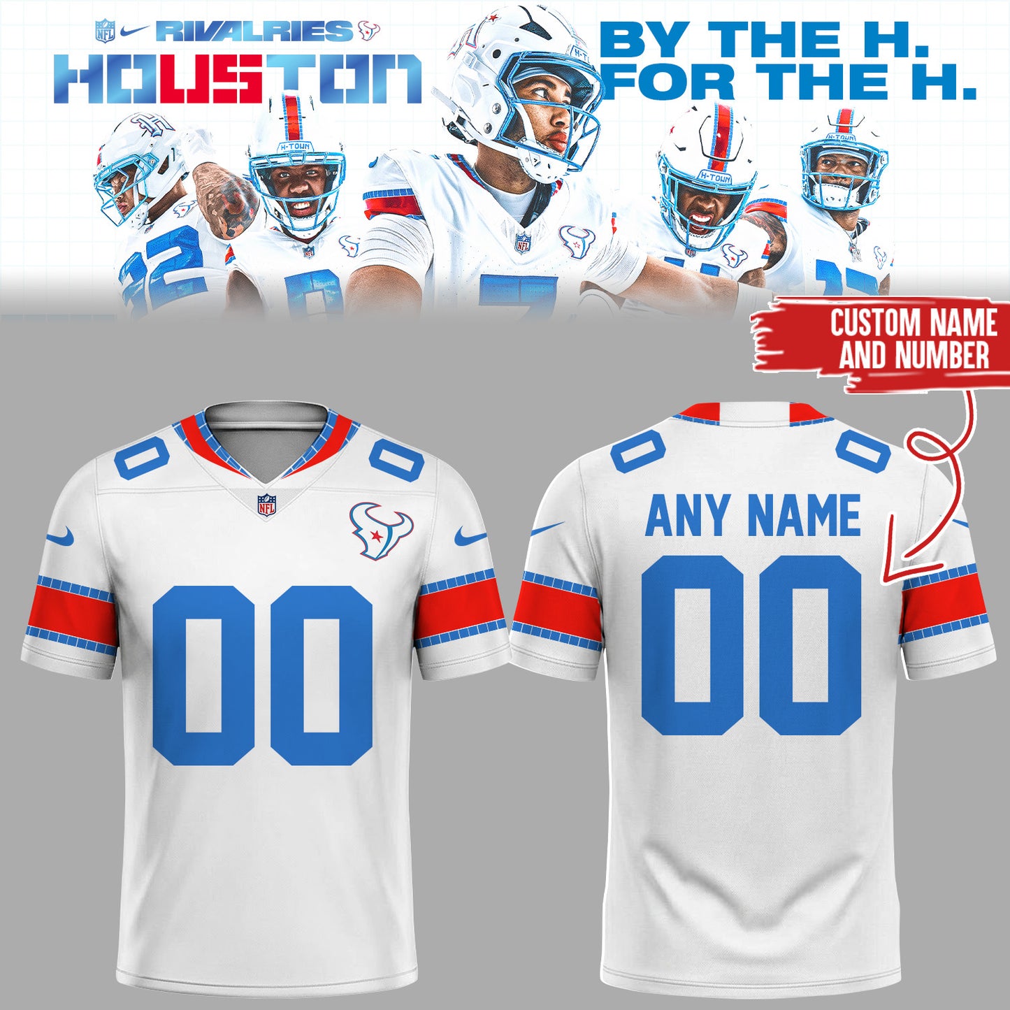 Houston Texans Rivalries Football 2026 Jersey Custom Name and Number