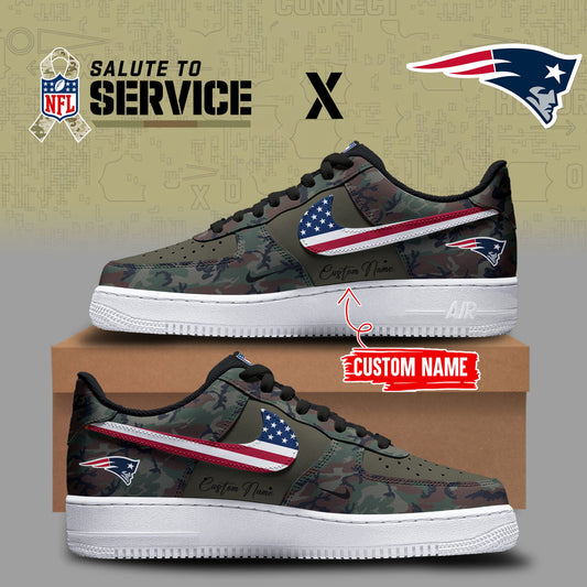 Limited Edition Salute to Service 2025 Air Force Shoes Custom Name - New England Patriots