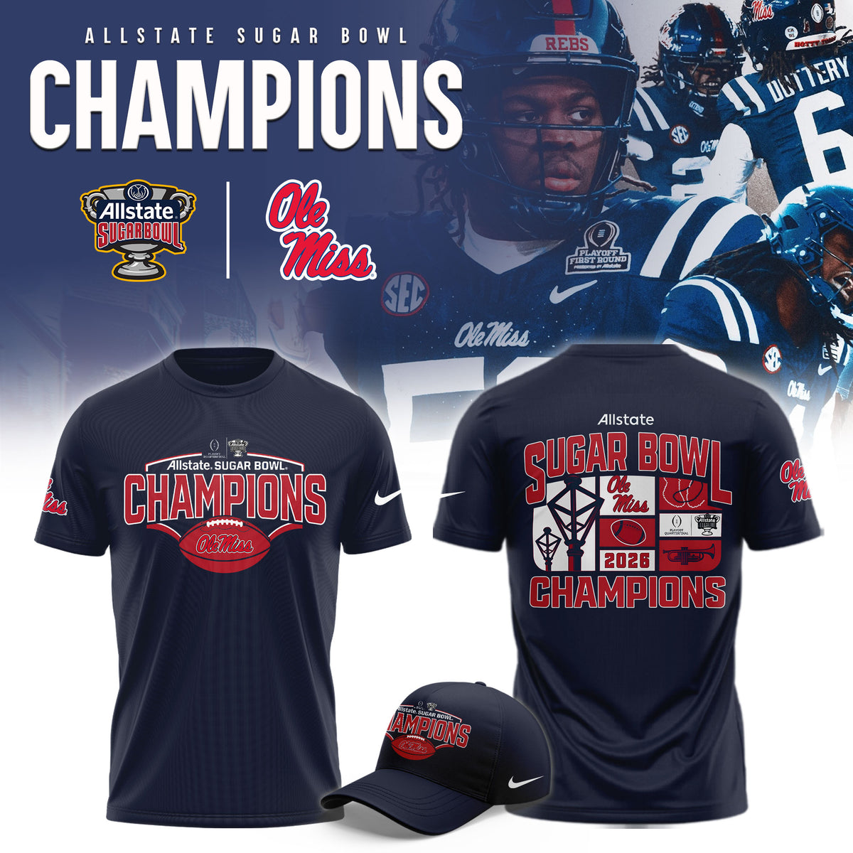 Ole Miss Rebels 2026 Sugar Bowl Champions T-shirt