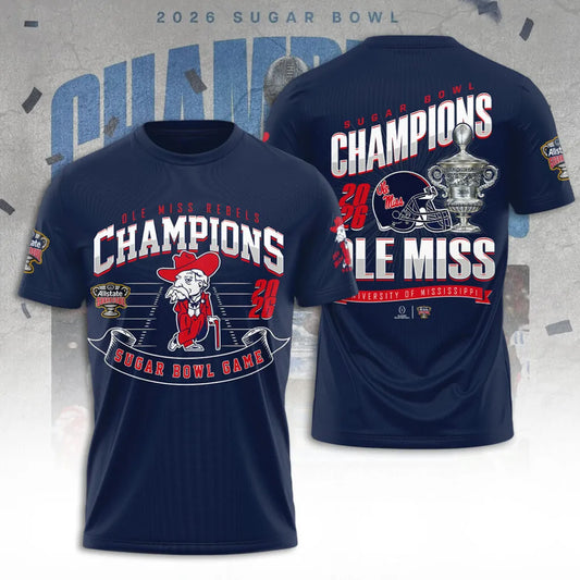 Ole Miss Rebels 2026 Sugar Bowl Champions Limited Edition Combo T-Shirt