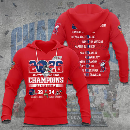 Ole Miss Rebels 2026 Sugar Bowl Champions Limited Edition Combo Hoodie