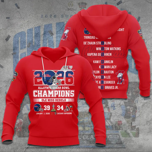Ole Miss Rebels 2026 Sugar Bowl Champions Limited Edition Combo Hoodie