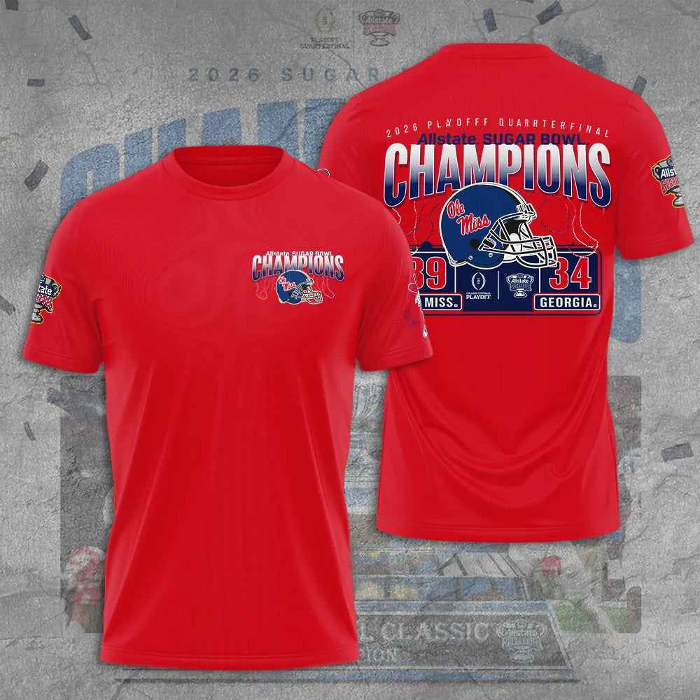 Ole Miss Rebels 2026 Sugar Bowl Champions Limited Edition Combo T-Shirt