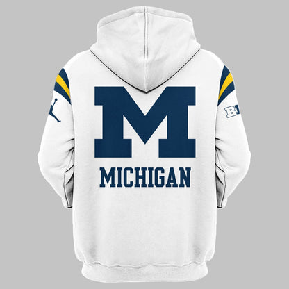 Limited Edition Michigan Printed Logo White Hoodie
