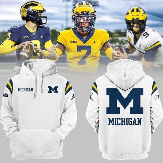 Limited Edition Michigan Printed Logo White Hoodie