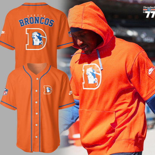 Denver Broncos NFL 2024 Limited Throwback To 77 Orange Baseball Jersey