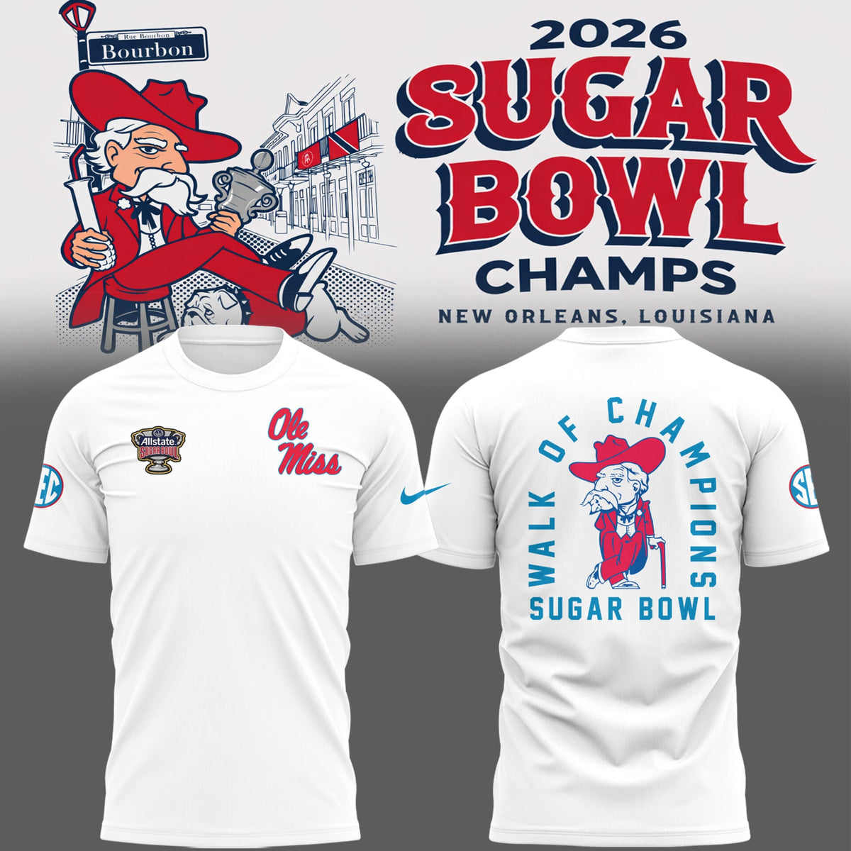 Ole Miss Rebels 2026 Sugar Bowl Champions Limited Edition Combo T-Shirt