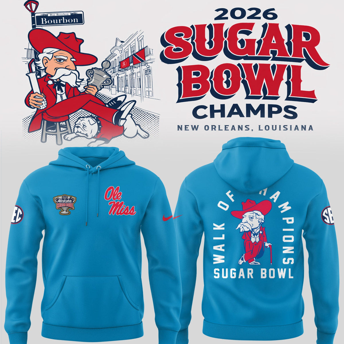 Ole Miss Rebels 2026 Sugar Bowl Champions Limited Edition Combo Hoodie