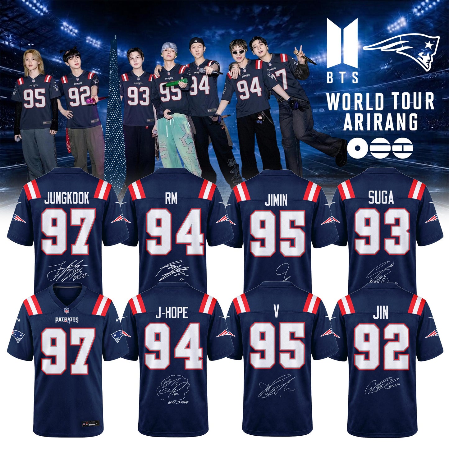 NE Patriots x BTS World Tour 2026 Limited Edition Jersey