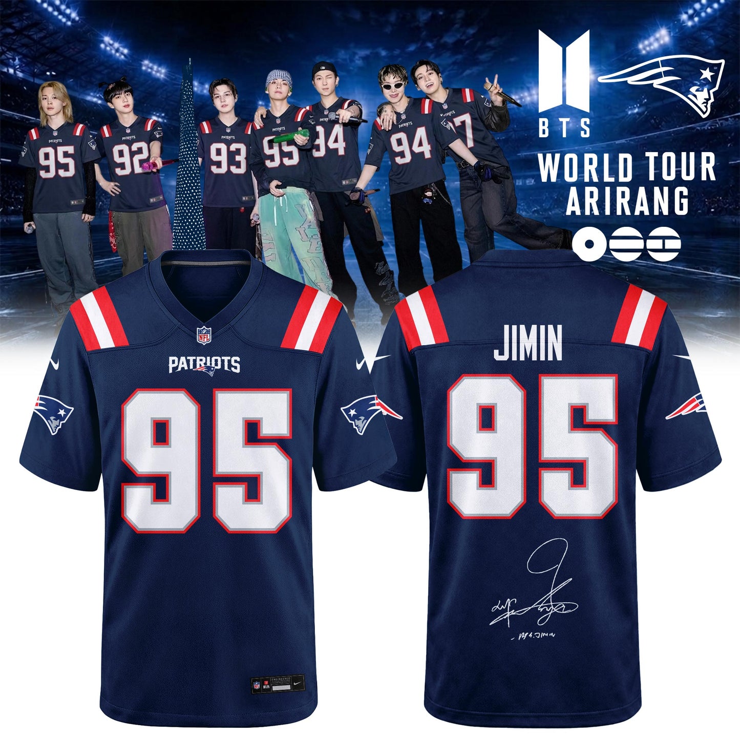 NE Patriots x BTS World Tour 2026 Limited Edition Jersey