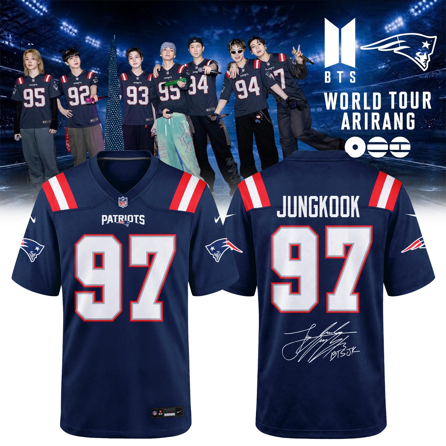NE Patriots x BTS World Tour 2026 Limited Edition Jersey