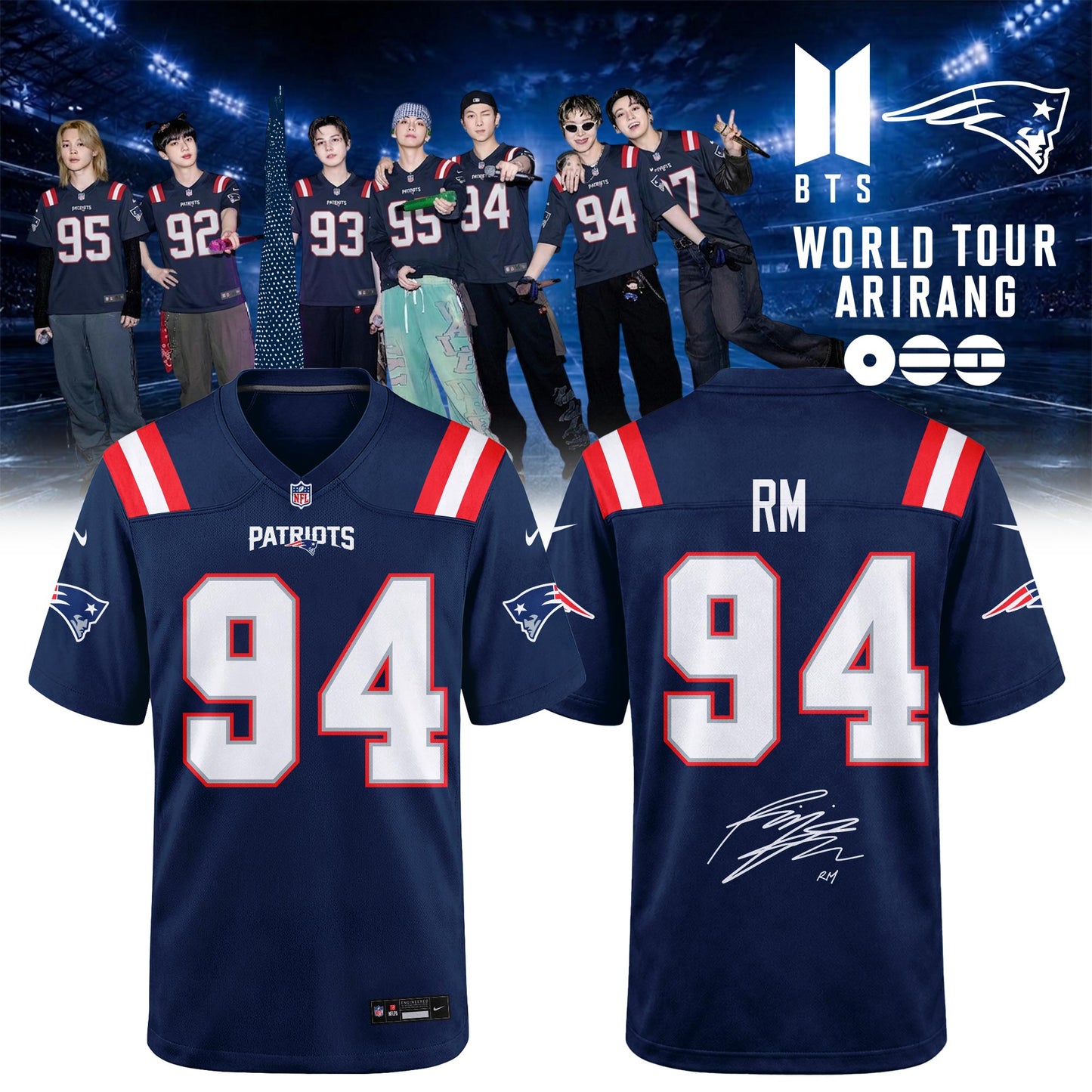 NE Patriots x BTS World Tour 2026 Limited Edition Jersey
