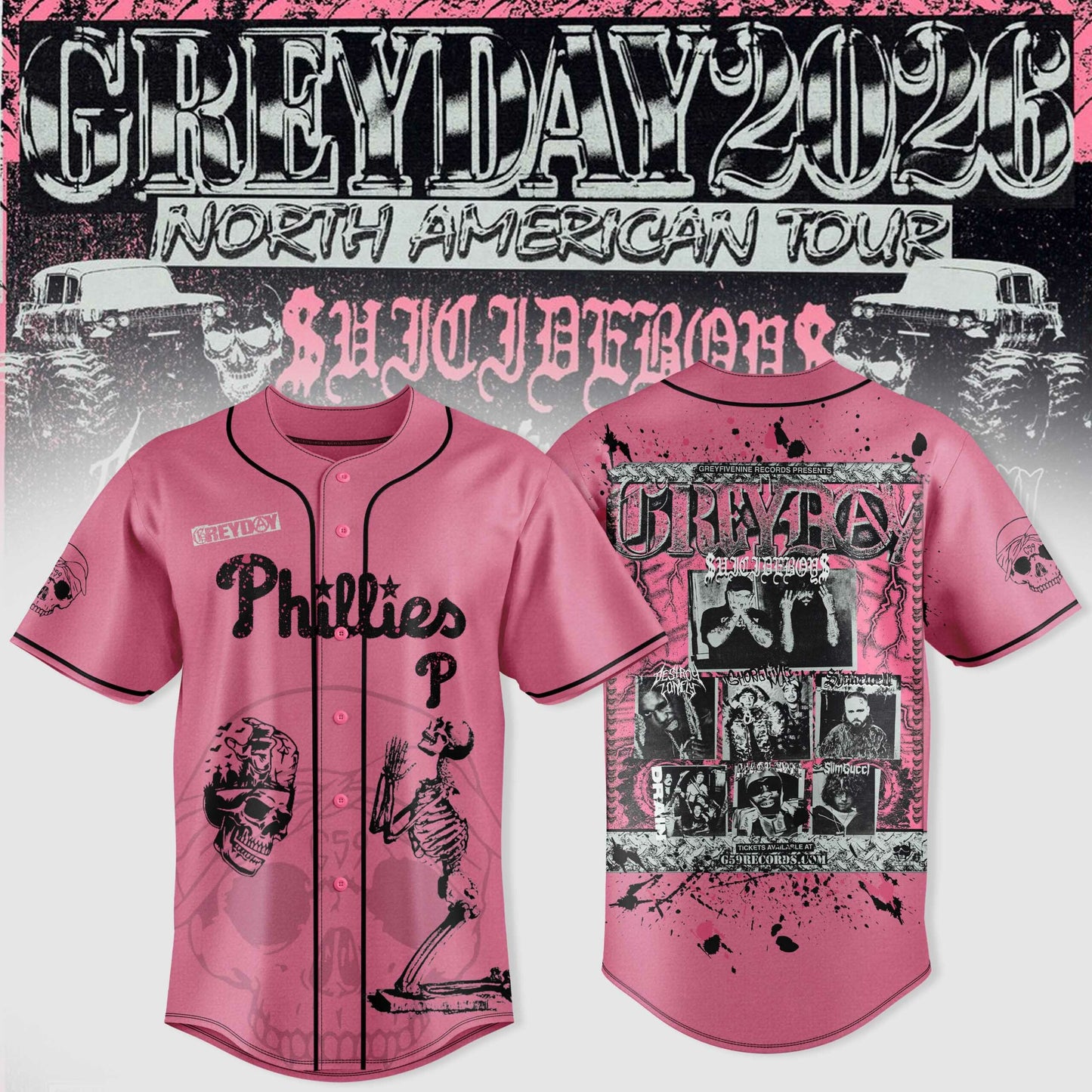 All Team MLB X $uicideboy$ Greyday 2026 – North American Tour Jersey