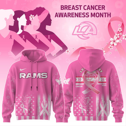 Los Angeles Rams Special Breast Cancer Awareness Month Limited Edition Hoodie 2025