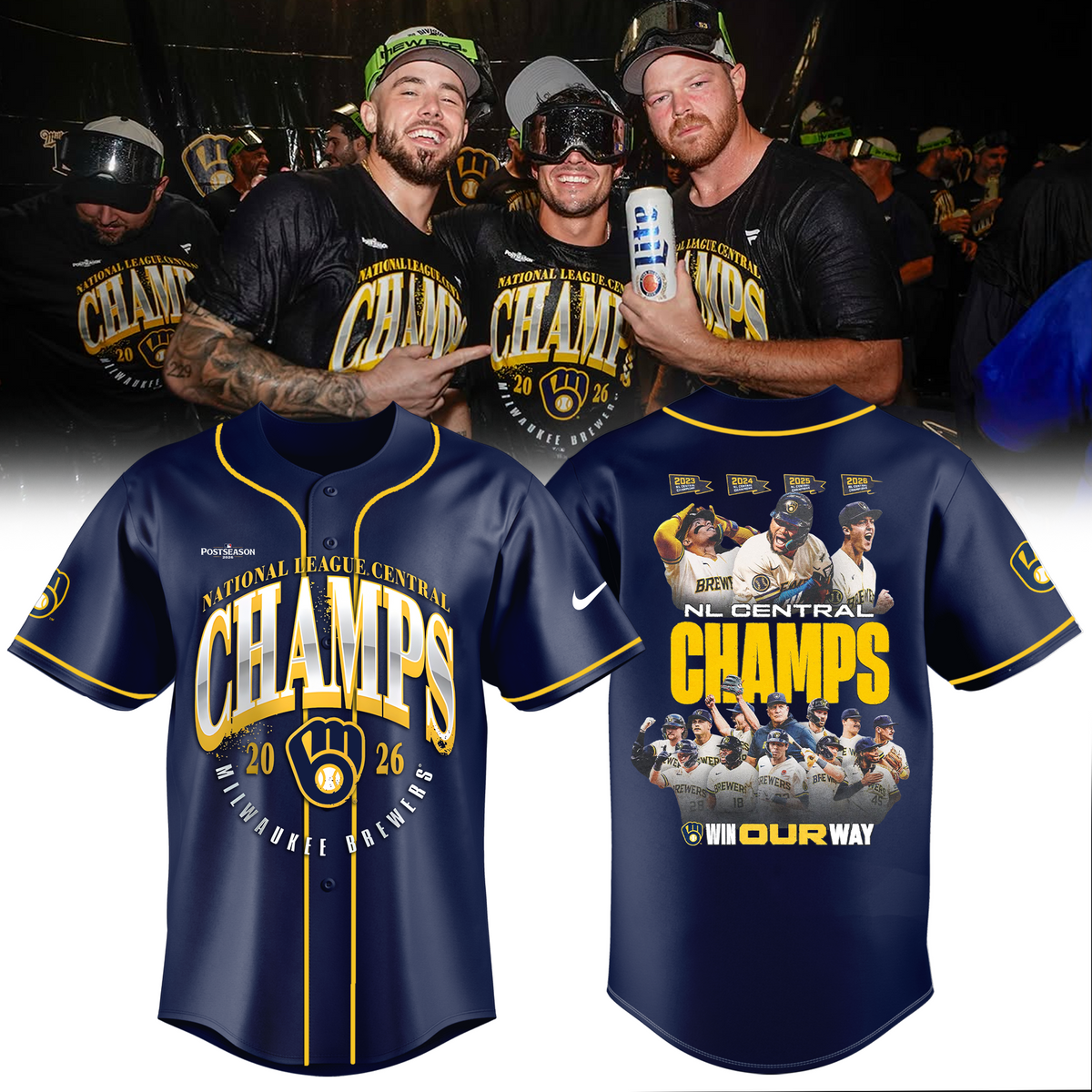 Limited Edition Milwaukee Brewers 2026 NL Central Division Champions Jersey