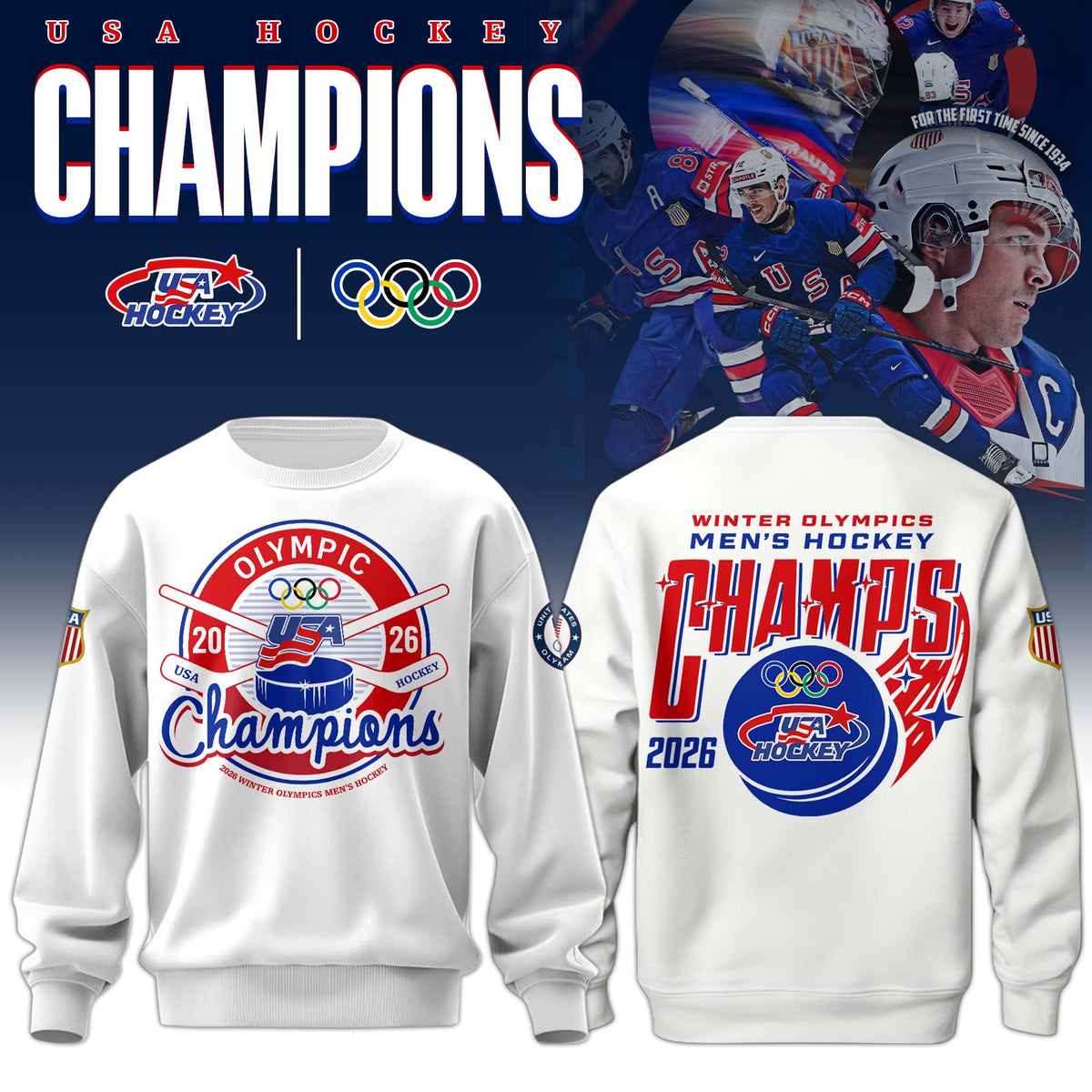 USA Men’s National ICE Hockey Team 2026 Olympic Gold Exclusive Sweatshirt