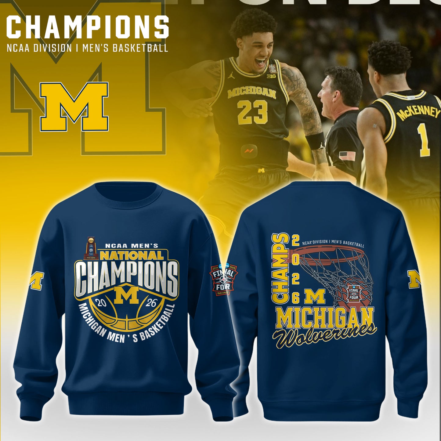 MICH Men’s Basketball 2026 National Champions Sweatshirt Limited Edition