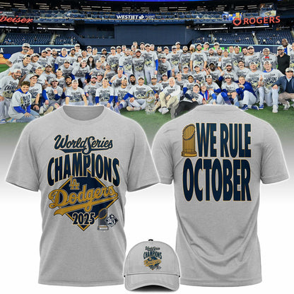 Los Angeles Dodgers Back to Back 2025 World Series Champions Combo Blue Shirt