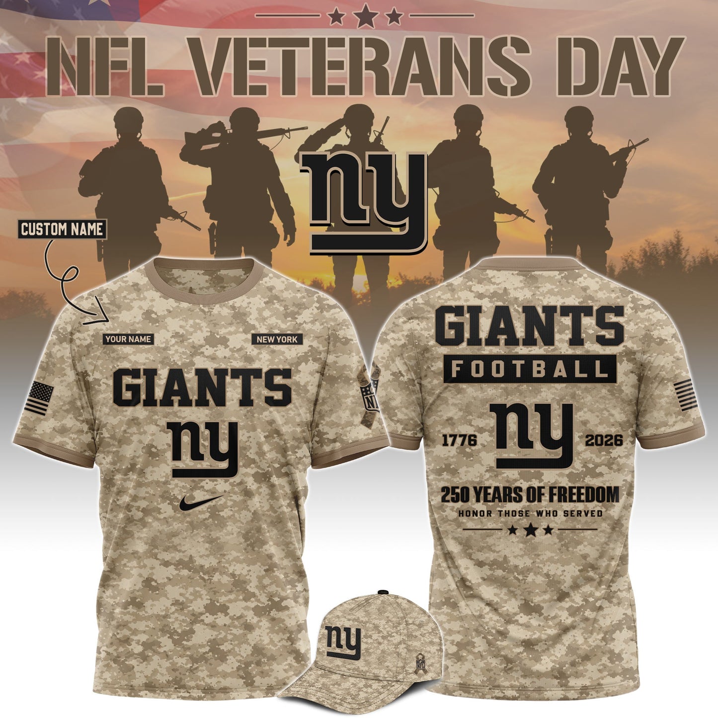 Limited Edition New York Giants x Veterans Day 2026 T-Shirt