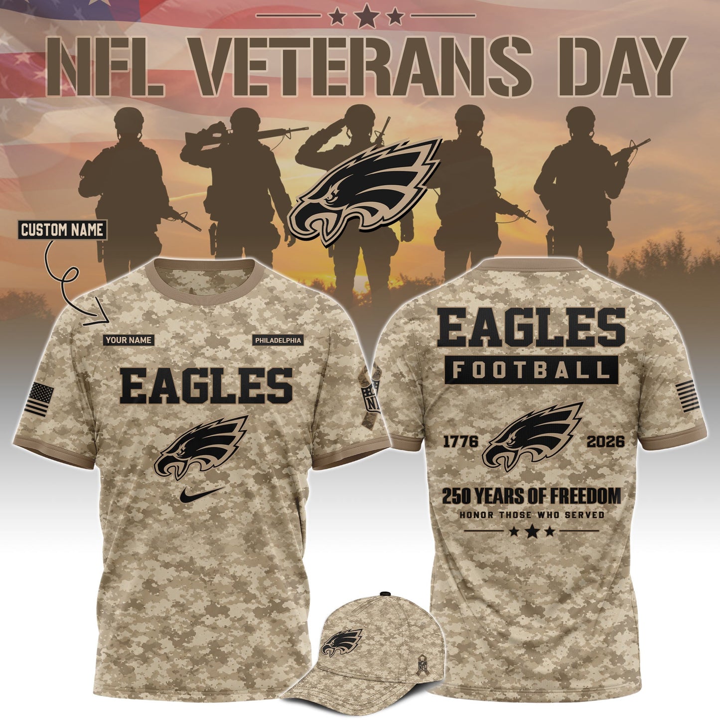 Limited Edition Philadelphia Eagles x Veterans Day 2026 T-Shirt