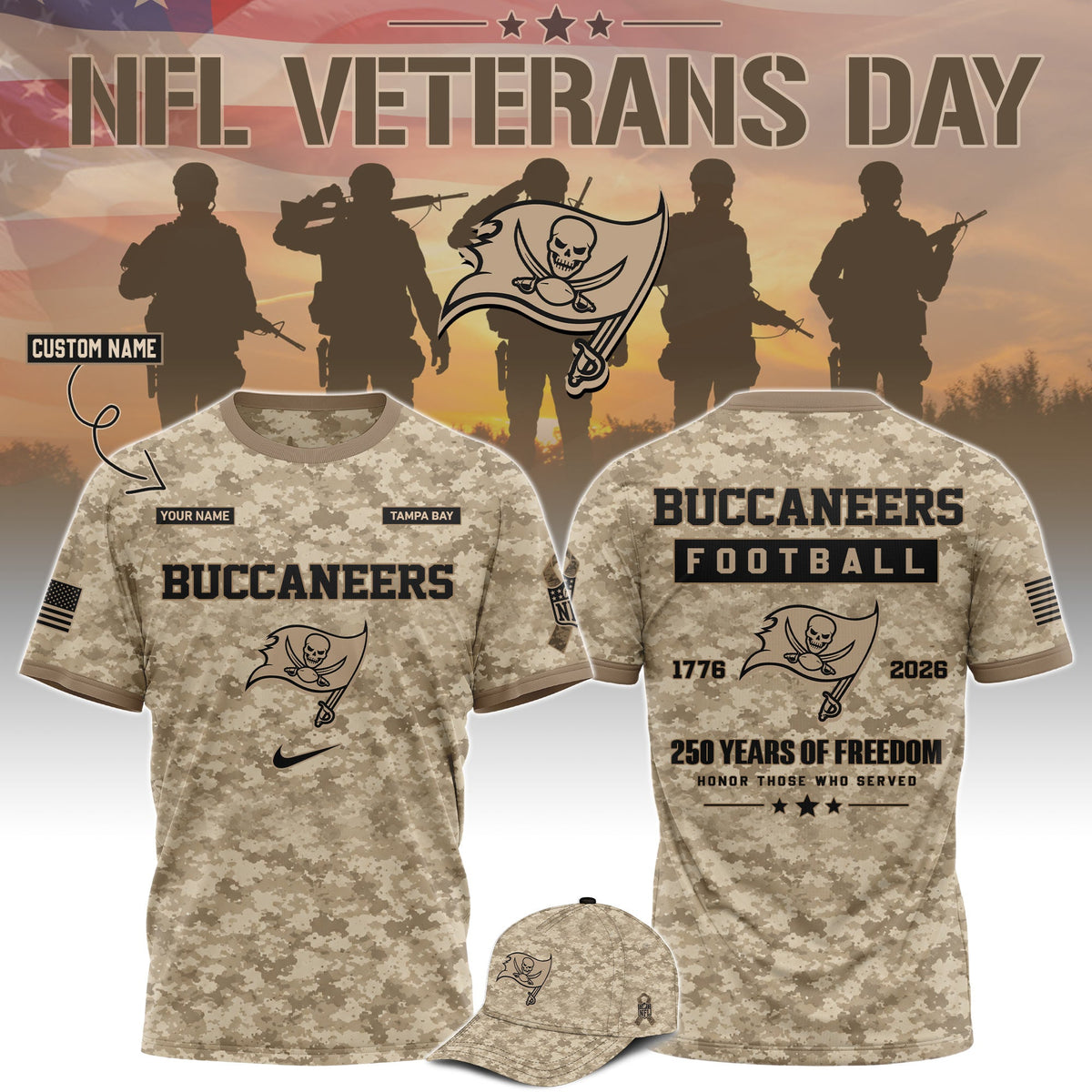 Limited Edition Tampa Bay Buccaneers x Veterans Day 2026 T-Shirt