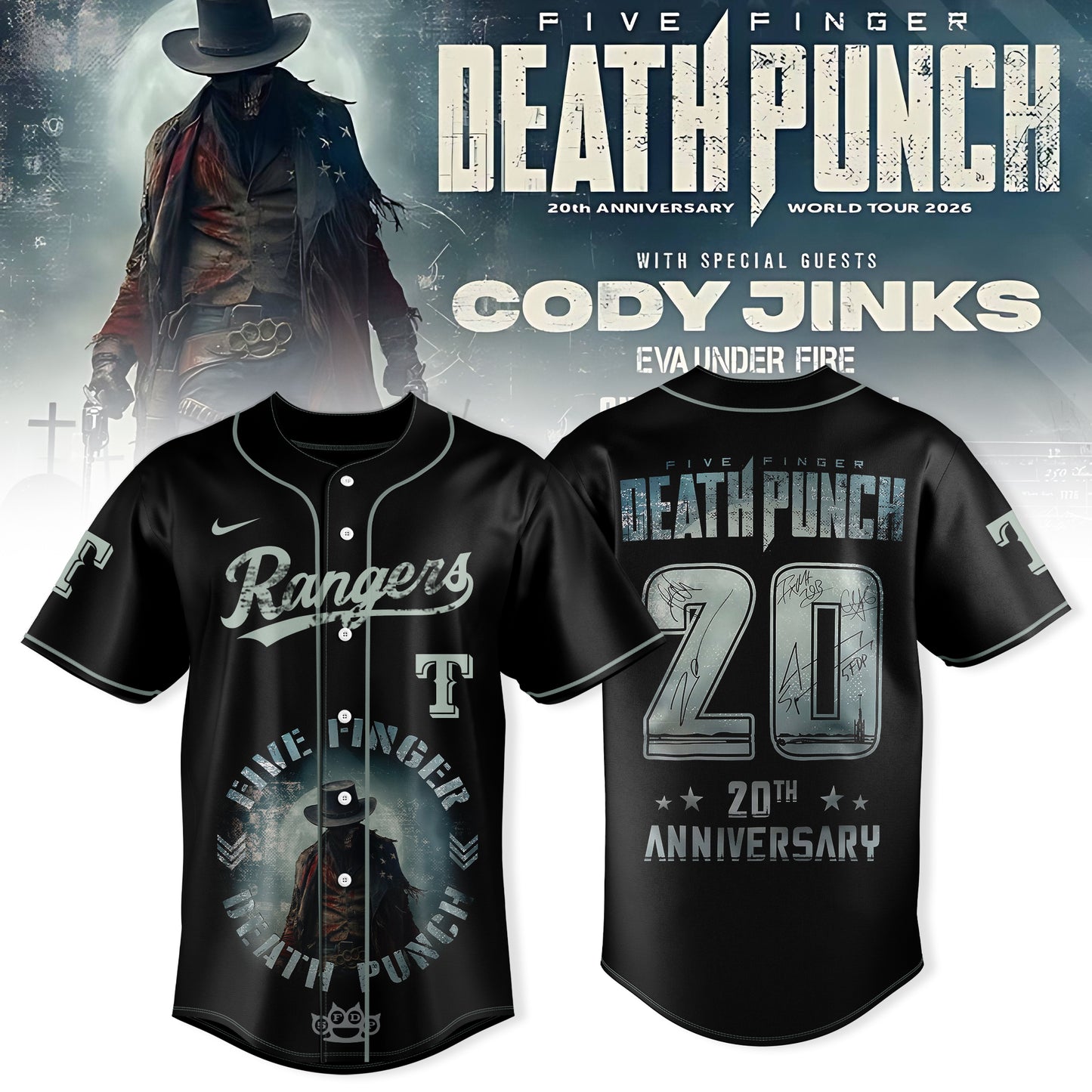 Texas Rangers X Five Finger Death Punch 20th Anniversary World Tour