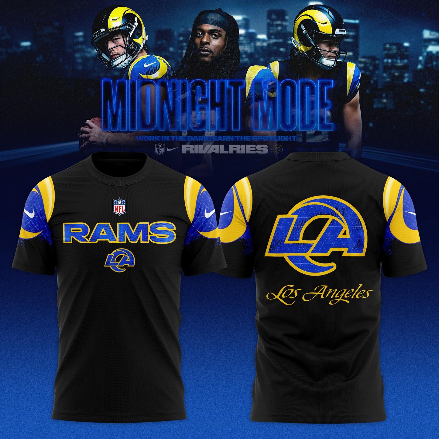 Los Angeles Rams Midnight Blue 2025 Rivalries Special T-shirt