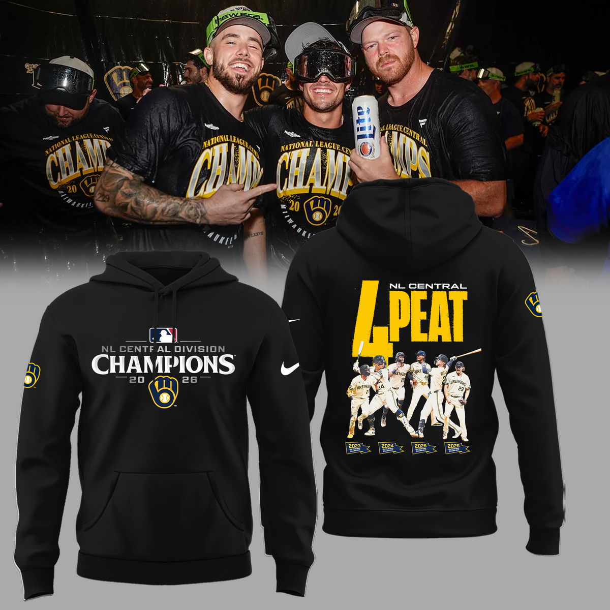 Limited Edition Milwaukee Brewers 2026 NL Central Division Champions Hoodie