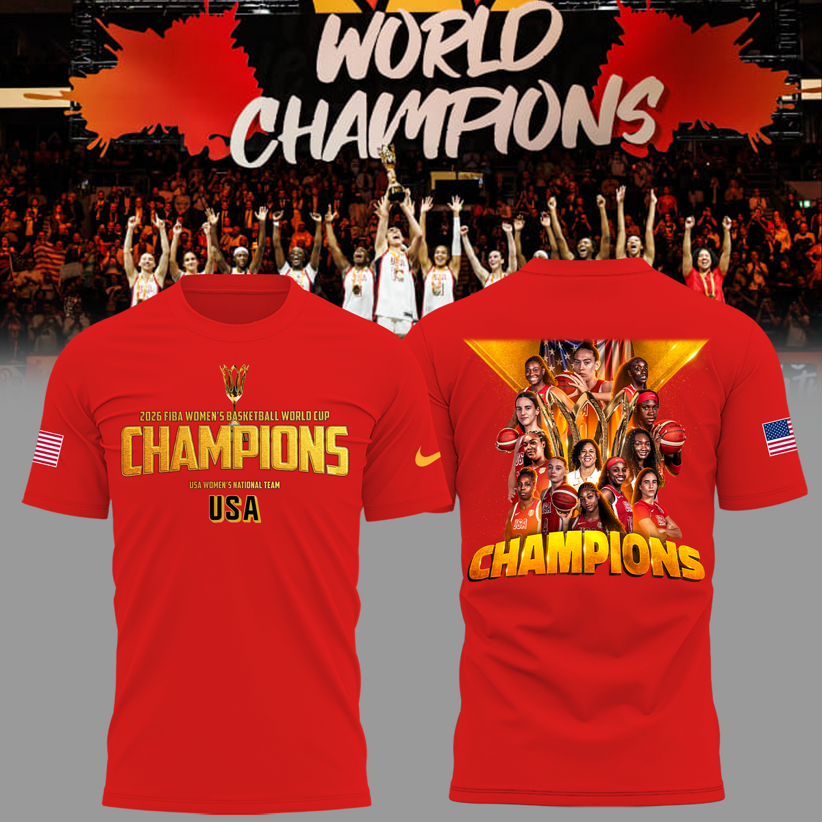 Limited Edition USA Women’s Basketball 2026 FIBA World Cup Champions T-shirt