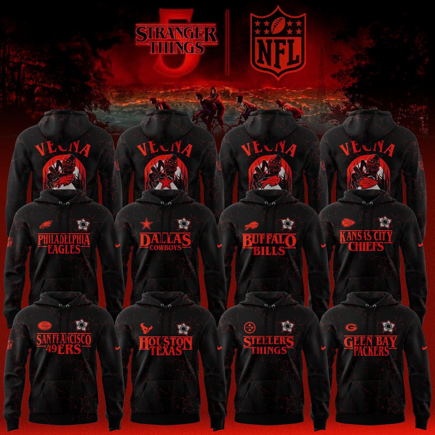 [Special Deal Black Friday] All NFL Teams x Stranger Things Limited Hoodie