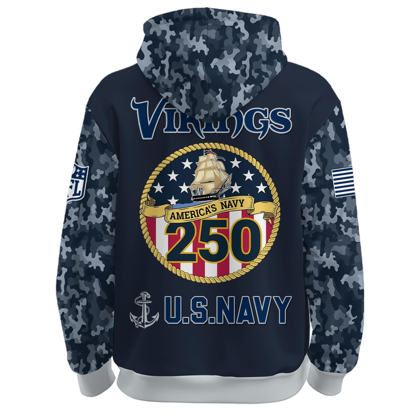 Minnesota Vikings Navy 250th Birthday Hoodie Limited Edions