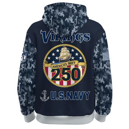 Minnesota Vikings Navy 250th Birthday Hoodie Limited Edions