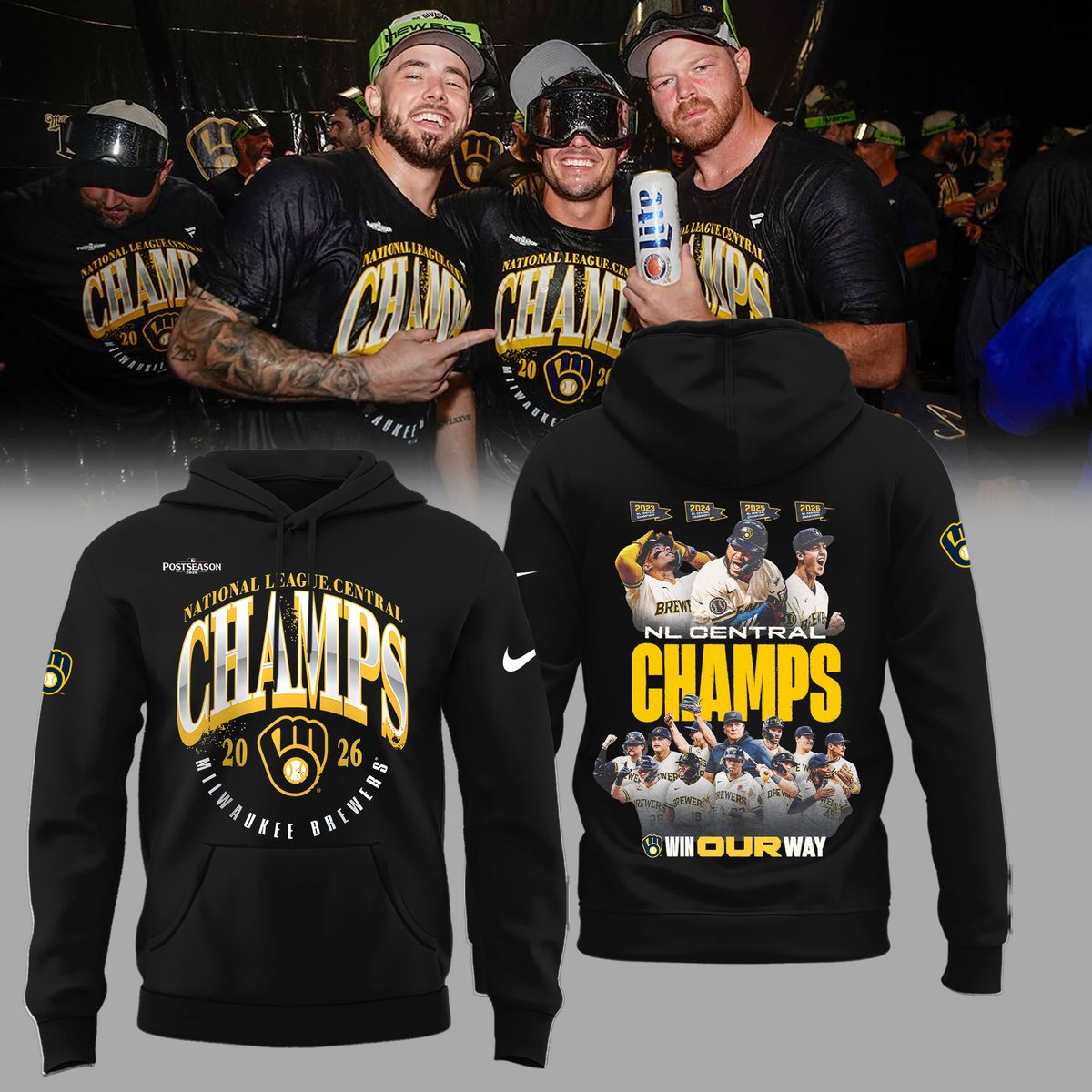 Limited Edition Milwaukee Brewers 2026 NL Central Division Champions Hoodie