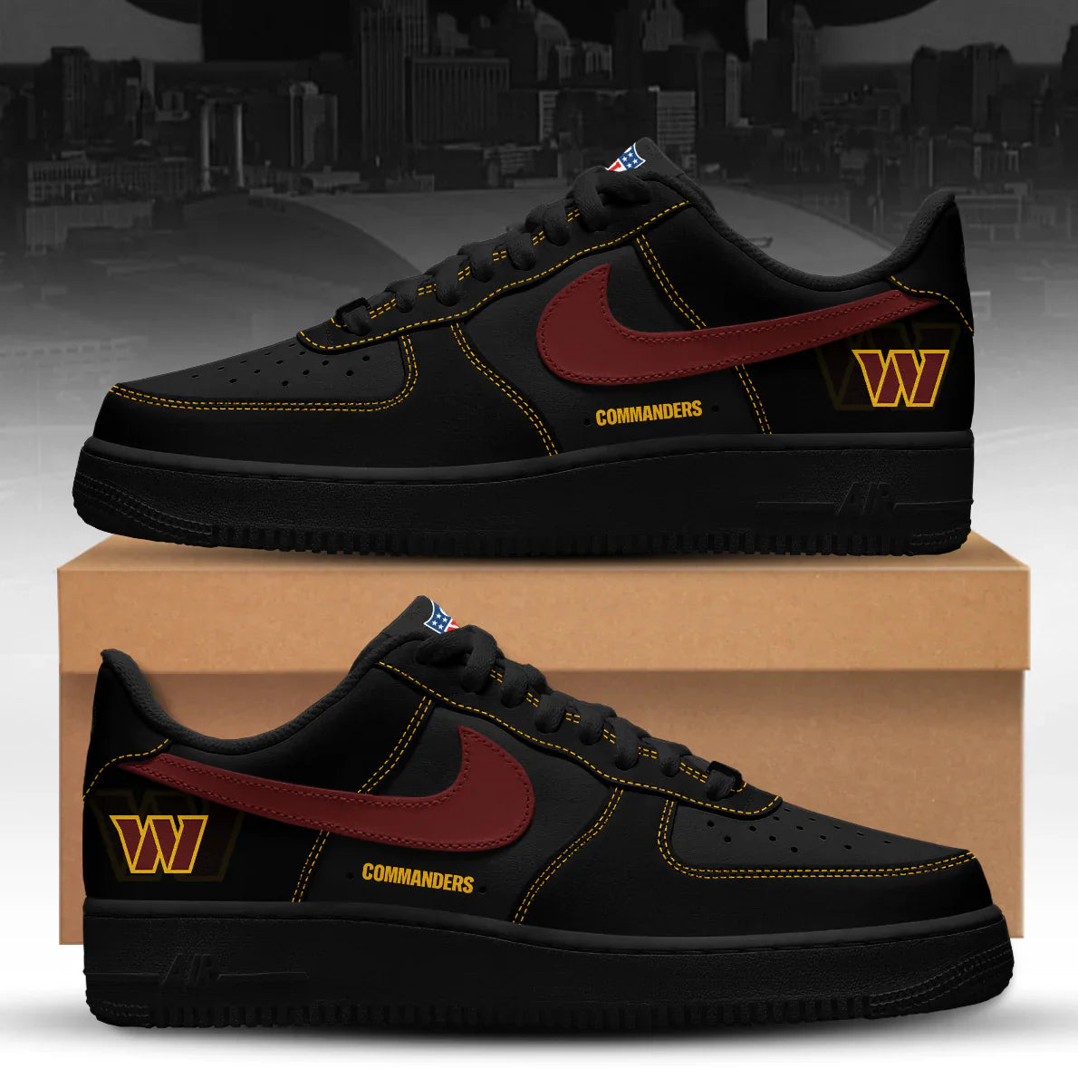 Washington Commanders Back In Black Special Edition AF1 Sneakers