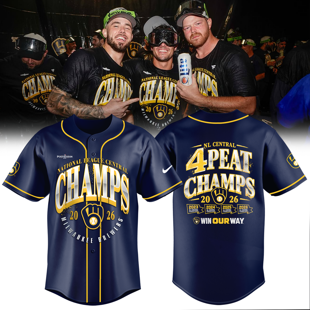 Limited Edition Milwaukee Brewers 2026 NL Central Division Champions Jersey