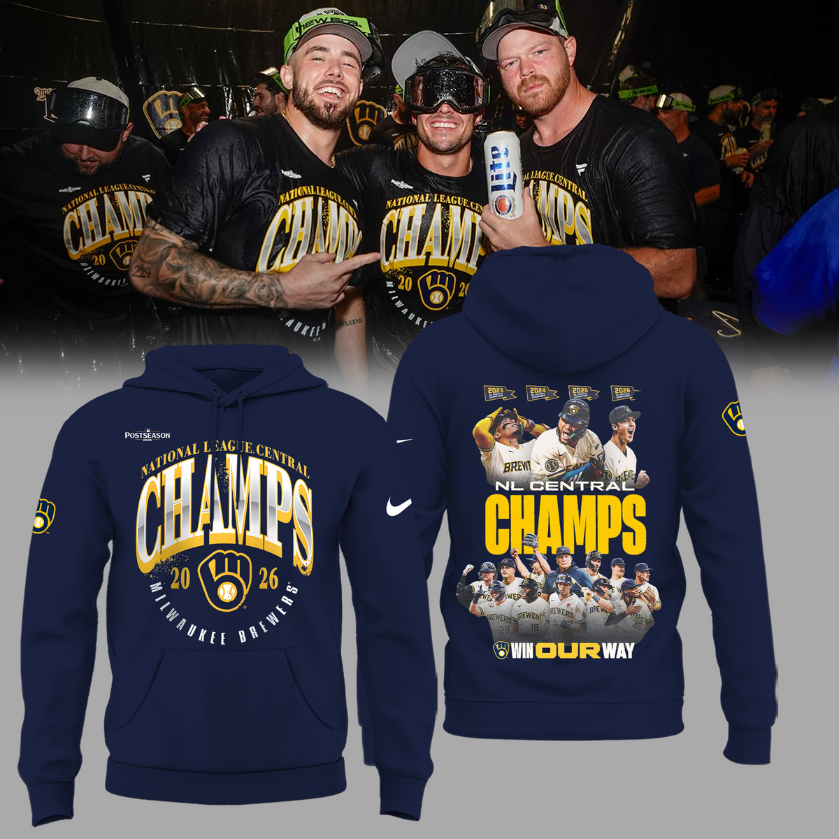 Limited Edition Milwaukee Brewers 2026 NL Central Division Champions Hoodie