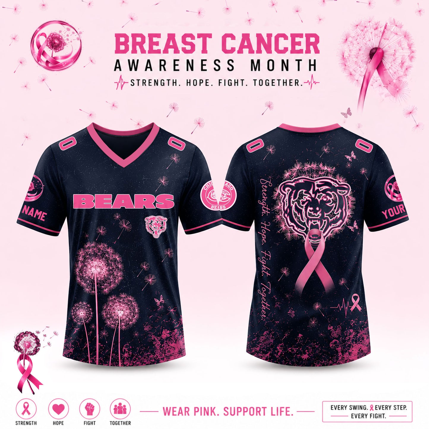 Limited Edition Chicago Bears 2026 Breast Cancer Awareness x Dandelion of Hope Jersey